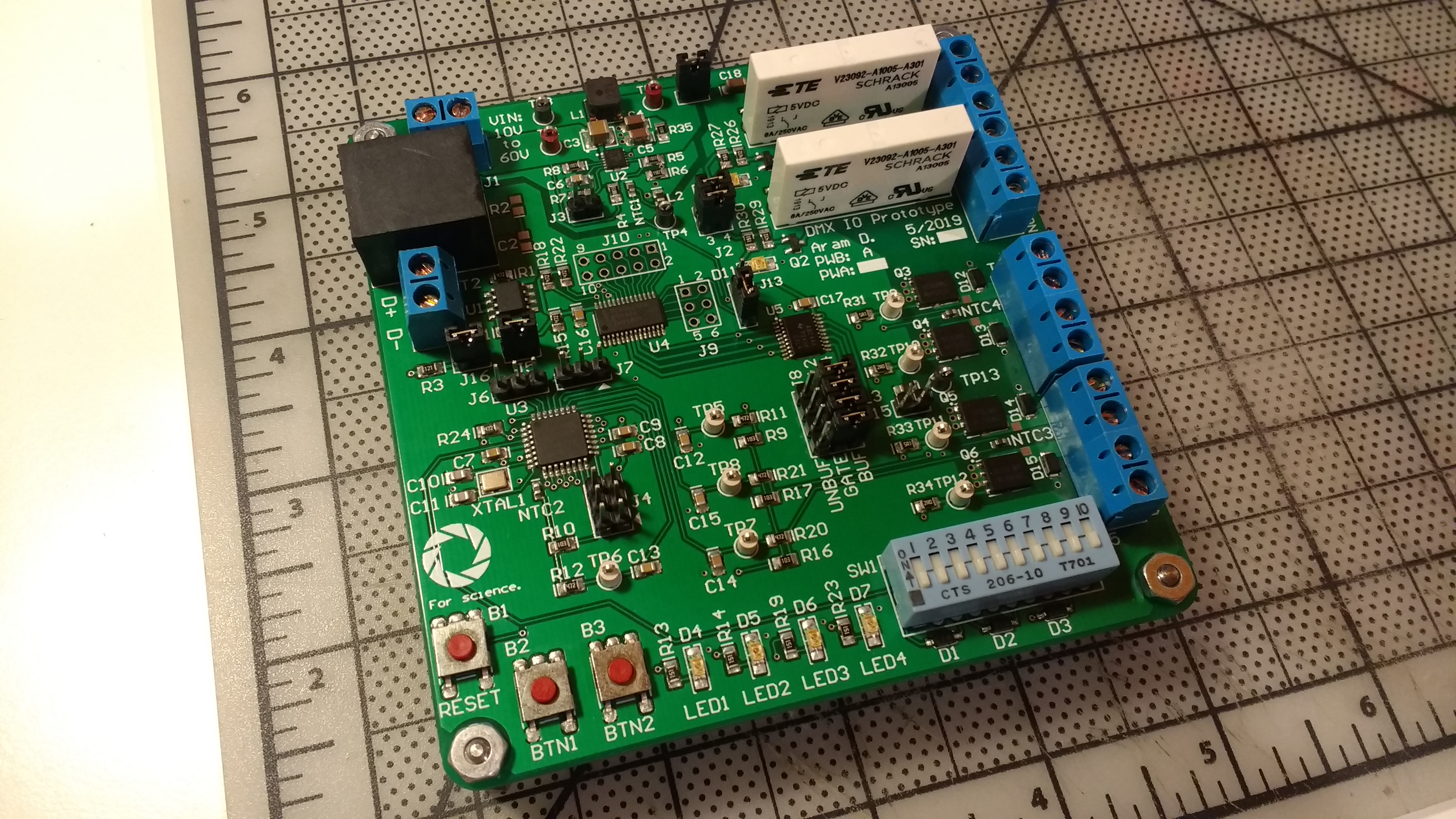 The DMX development board - a printed circuit board assembly